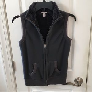 Old Navy Sz XS Gray Full Zip Fleece Vest Soft Warm